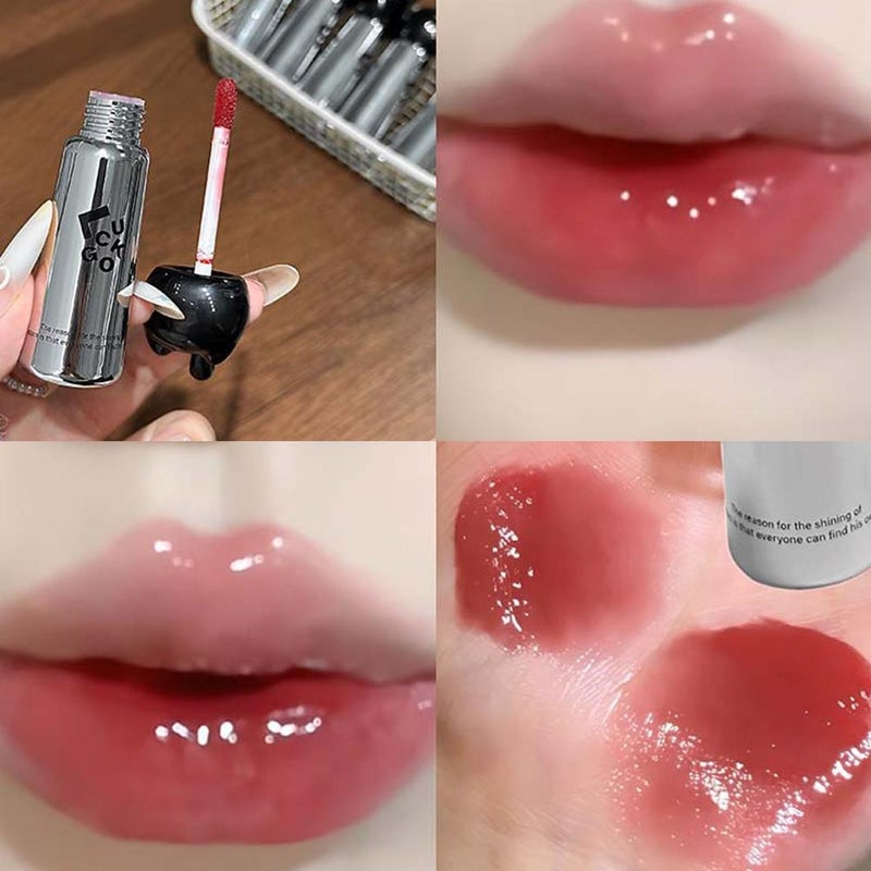 LUCKGO Little Black Cat Water Gloss Lip Tint: Lightweight, Sheer, Mirror-like Finish, Gentle and Brightening Lip Color
